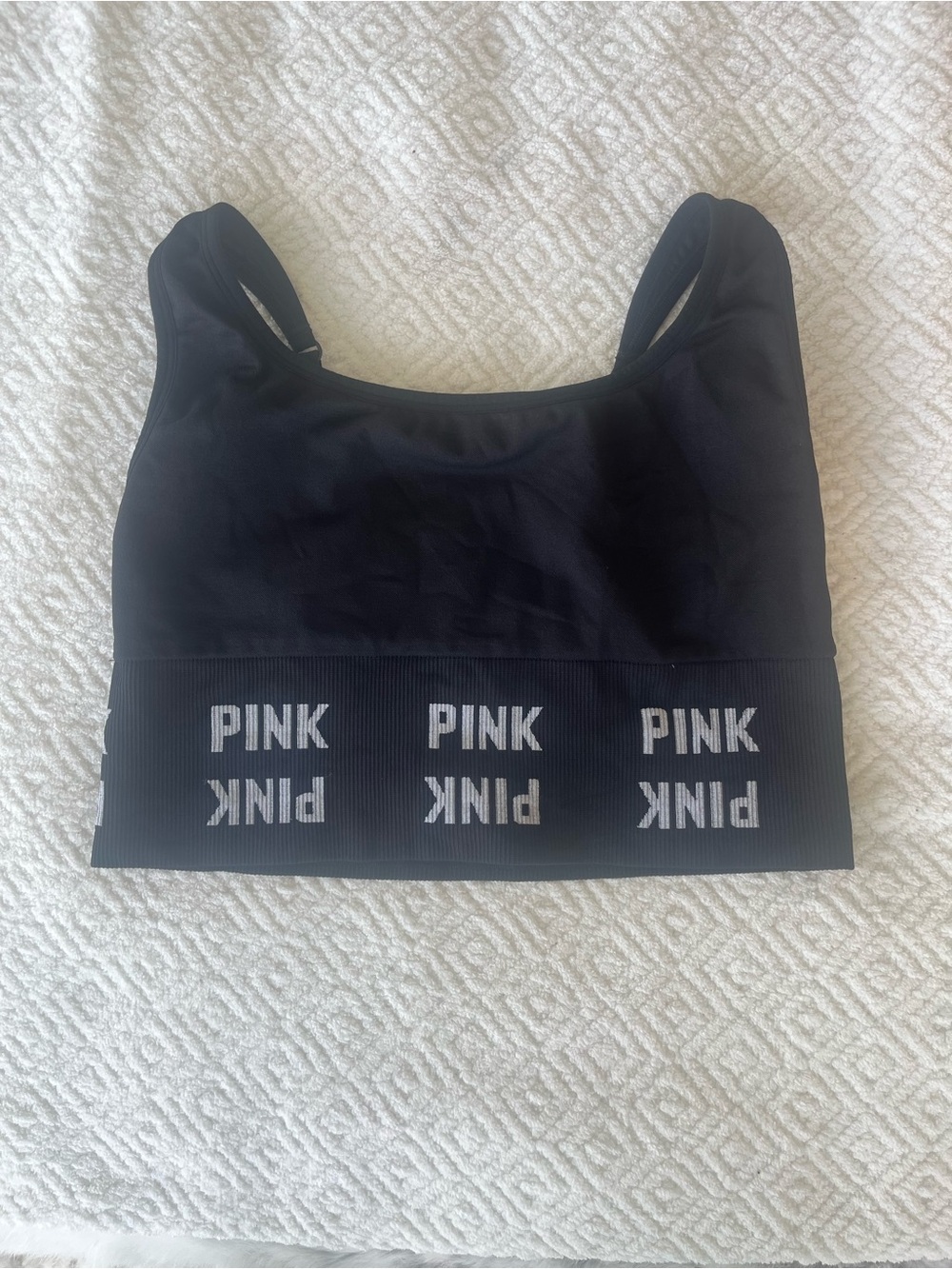 PINK Victoria's Secret Women’s Black Sports Bra - Logo Band